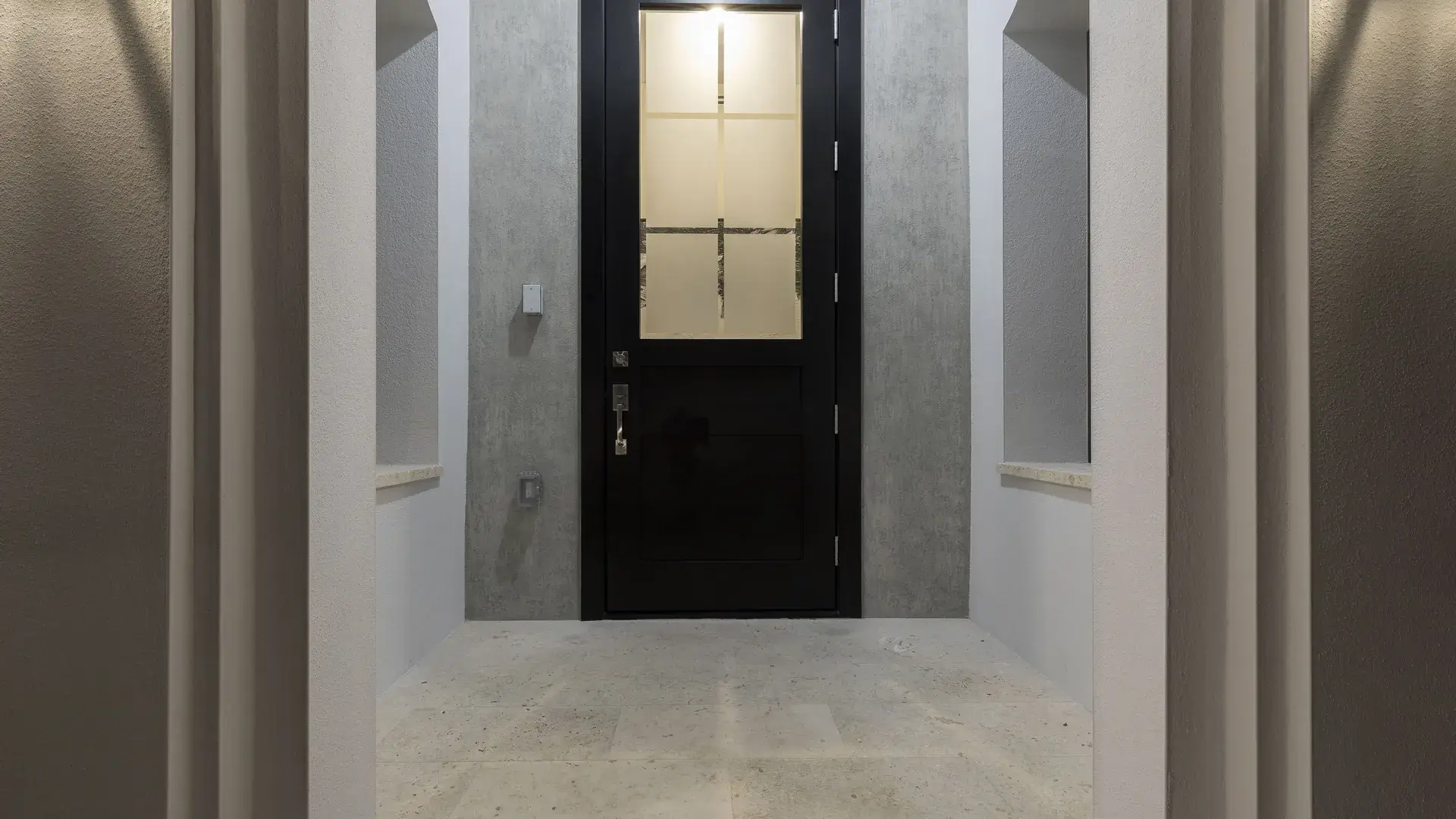 505 Zamora — entry door at night