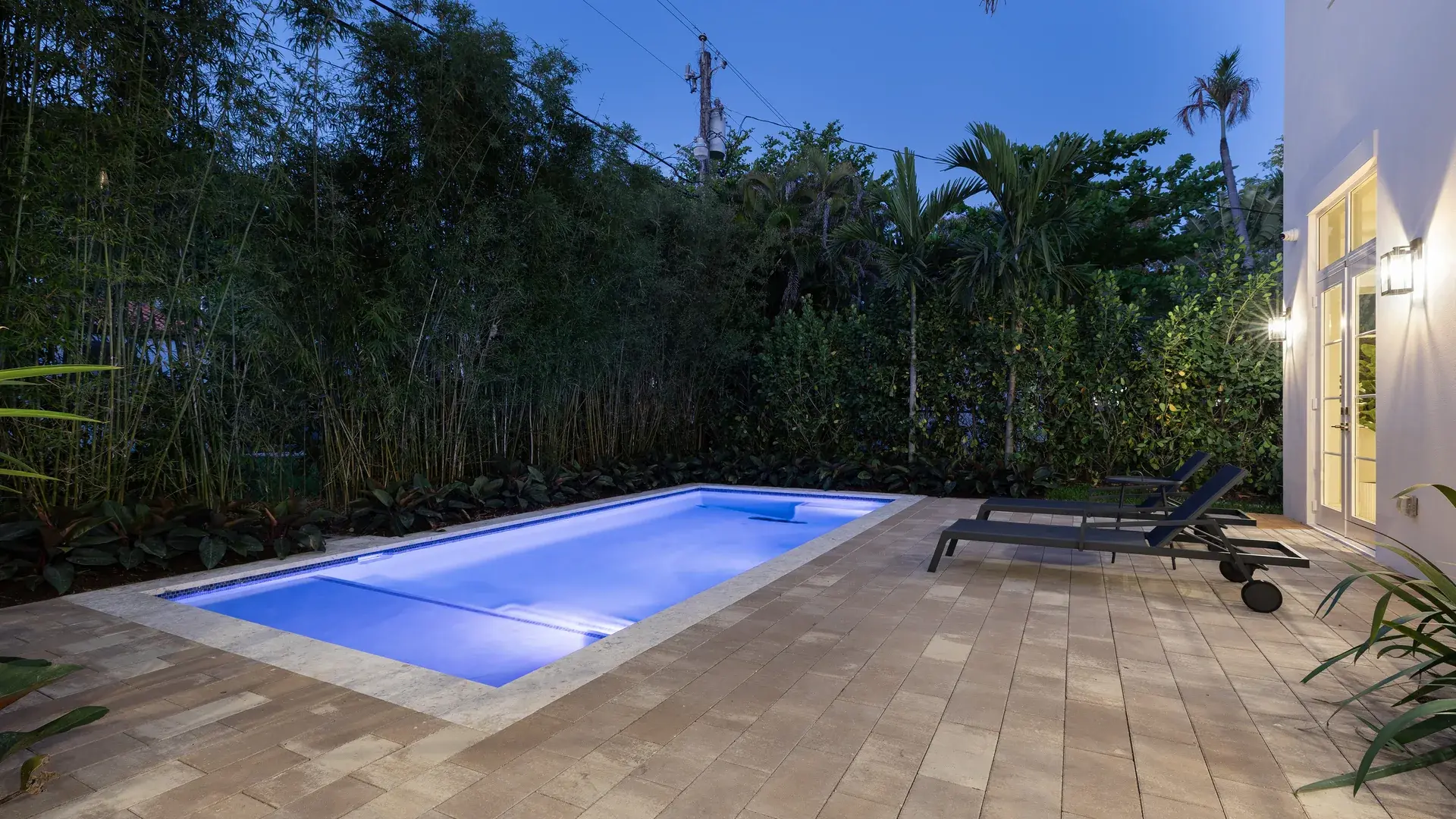 505 Zamora — lit pool at night