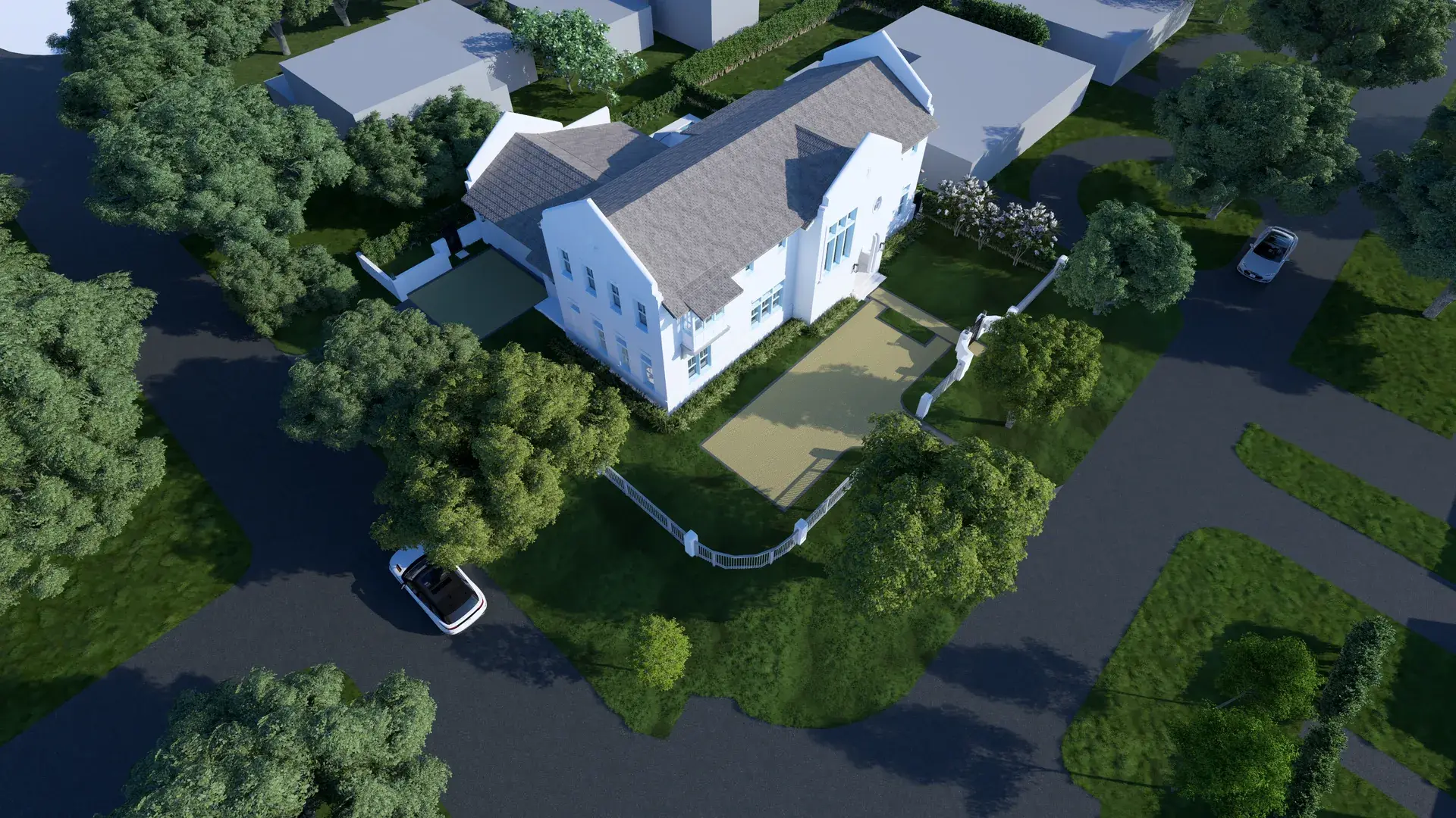 747 Palermo — bird's-eye rendering, southeast, night
