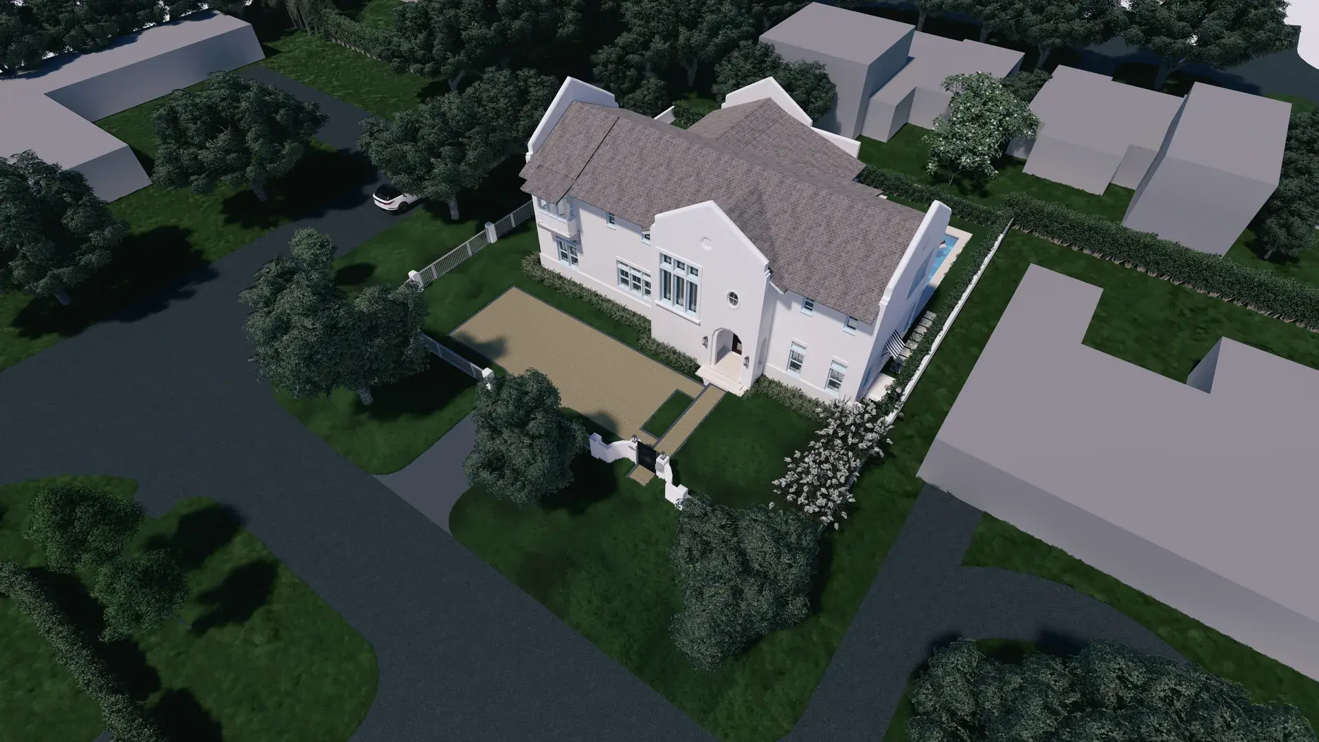747 Palermo — bird's-eye rendering, southeast, day
